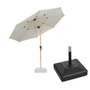 PURPLE LEAF Wood Pattern Tilting Patio Table Umbrella with Base, Outdoor Market Umbrella