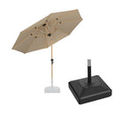 PURPLE LEAF Wood Pattern Tilting Patio Table Umbrella with Base, Outdoor Market Umbrella