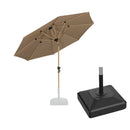 PURPLE LEAF Wood Pattern Tilting Patio Table Umbrella with Base, Outdoor Market Umbrella