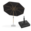 PURPLE LEAF Wood Pattern Tilting Patio Table Umbrella with Base, Outdoor Market Umbrella