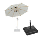 PURPLE LEAF Wood Pattern Tilting Patio Table Umbrella with Base, Outdoor Market Umbrella