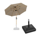 PURPLE LEAF Wood Pattern Tilting Patio Table Umbrella with Base, Outdoor Market Umbrella