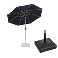PURPLE LEAF Wood Pattern Tilting Patio Table Umbrella with Base, Outdoor Market Umbrella