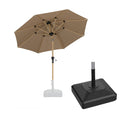 PURPLE LEAF Wood Pattern Tilting Patio Table Umbrella with Base, Outdoor Market Umbrella