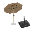 PURPLE LEAF Wood Pattern Tilting Patio Table Umbrella with Base, Outdoor Market Umbrella