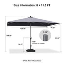 PURPLE LEAF Aluminum Patio Table Umbrella Heavy Duty Market Umbrella with Base