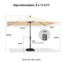 PURPLE LEAF Aluminum Patio Table Umbrella Heavy Duty Market Umbrella with Base