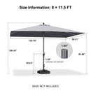 PURPLE LEAF Aluminum Patio Table Umbrella Heavy Duty Market Umbrella with Base