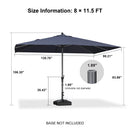 PURPLE LEAF Aluminum Patio Table Umbrella Heavy Duty Market Umbrella with Base