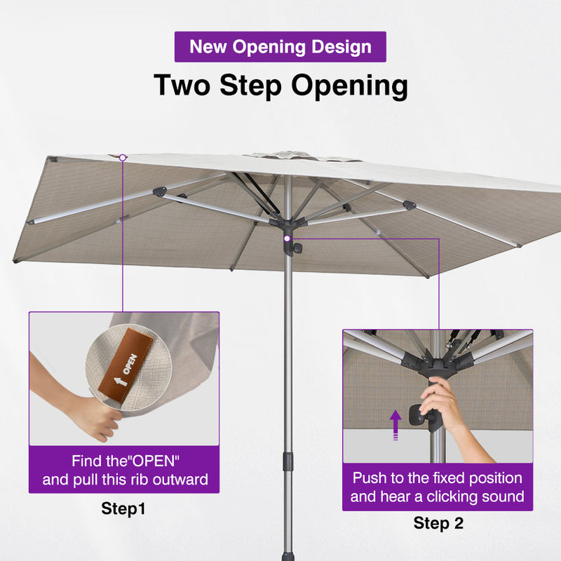 PURPLE LEAF 2/4/6 Set Semi-Auto Patio Table Umbrellas with Base for Outdoor Commercial