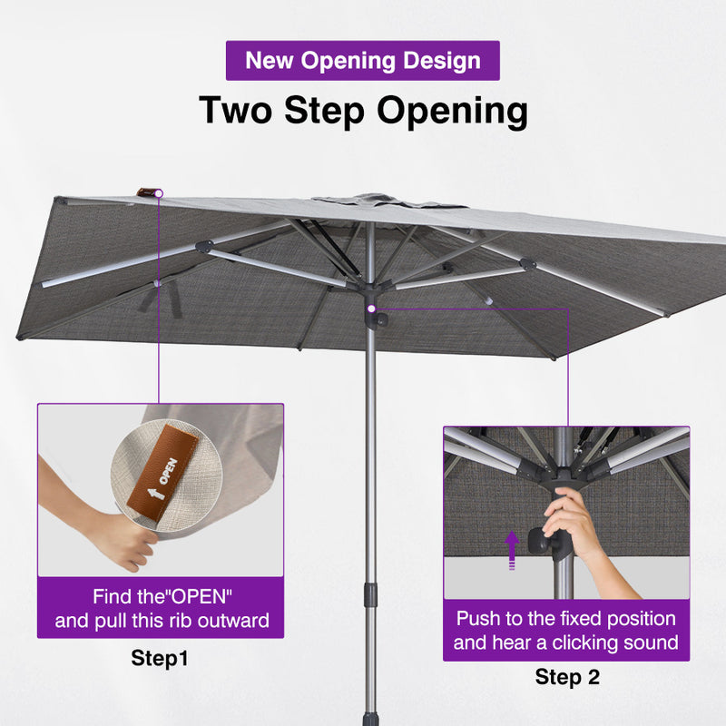 PURPLE LEAF 2/4/6 Set Semi-Auto Patio Table Umbrellas with Base for Outdoor Commercial