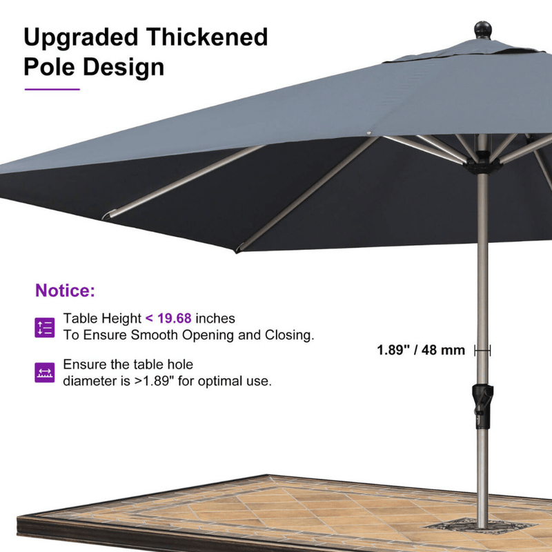 PURPLE LEAF Hailar Deluxe Aluminum Market Umbrella, Outdoor Table Umbrella for Patio, Porch