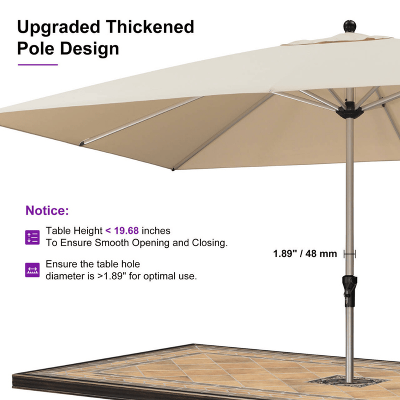 PURPLE LEAF Hailar Deluxe Aluminum Market Umbrella, Outdoor Table Umbrella for Patio, Porch