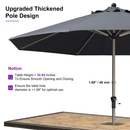 PURPLE LEAF Hailar Deluxe Aluminum Market Umbrella, Outdoor Table Umbrella for Patio, Porch