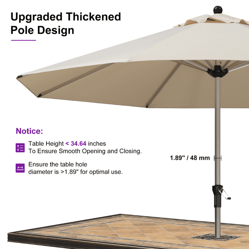 PURPLE LEAF Hailar Deluxe Aluminum Market Umbrella, Outdoor Table Umbrella for Patio, Porch