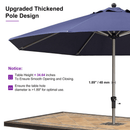 PURPLE LEAF Hailar Deluxe Aluminum Market Umbrella, Outdoor Table Umbrella for Patio, Porch