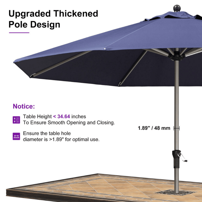 PURPLE LEAF Hailar Deluxe Aluminum Market Umbrella, Outdoor Table Umbrella for Patio, Porch