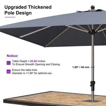 Hailar Deluxe Aluminum Table Umbrella for Garden, Patio, Porch