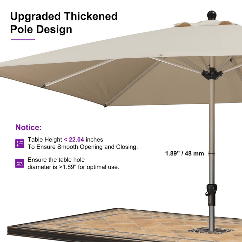 PURPLE LEAF Hailar Deluxe Aluminum Market Umbrella, Outdoor Table Umbrella for Patio, Porch