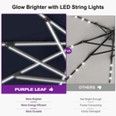 PURPLE LEAF Semi-Auto Extra Large Patio Umbrella Premium Commercial Market Umbrella for Garden, Café and Hotel