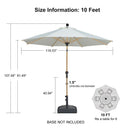 PURPLE LEAF Patio Market Umbrella Aluminum Outdoor Table Umbrella with Wood Color