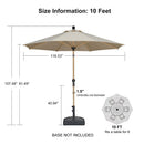 PURPLE LEAF Patio Market Umbrella Aluminum Outdoor Table Umbrella with Wood Color