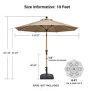 PURPLE LEAF Patio Market Umbrella Aluminum Outdoor Table Umbrella with Wood Color