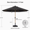 PURPLE LEAF Patio Market Umbrella Aluminum Outdoor Table Umbrella with Wood Color