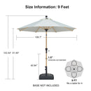 PURPLE LEAF Patio Market Umbrella Aluminum Outdoor Table Umbrella with Wood Color