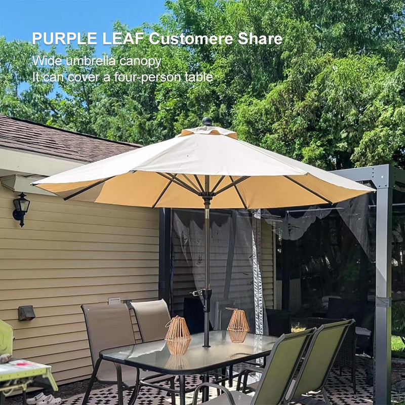 PURPLE LEAF Porch Table Umbrella with Crank and Tilt, Market Patio Umbrella