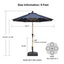 PURPLE LEAF Patio Market Umbrella Aluminum Outdoor Table Umbrella with Wood Color