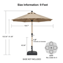 PURPLE LEAF Patio Market Umbrella Aluminum Outdoor Table Umbrella with Wood Color