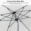 PURPLE LEAF Porch Table Umbrella with Crank and Tilt, Market Patio Umbrella