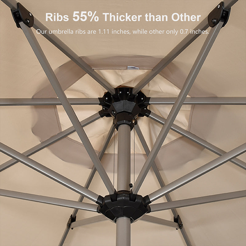 PURPLE LEAF Hailar Deluxe Aluminum Market Umbrella, Outdoor Table Umbrella for Patio, Porch