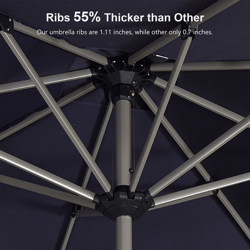 PURPLE LEAF Hailar Deluxe Aluminum Market Umbrella, Outdoor Table Umbrella for Patio, Porch