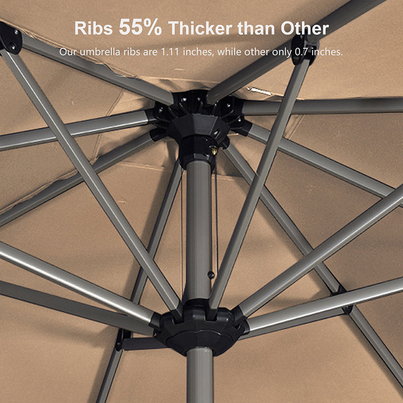 PURPLE LEAF Hailar Deluxe Aluminum Market Umbrella, Outdoor Table Umbrella for Patio, Porch