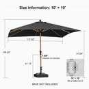 PURPLE LEAF Patio Market Umbrella Aluminum Outdoor Table Umbrella with Wood Color