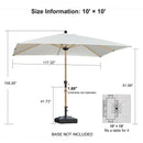 PURPLE LEAF Patio Market Umbrella Aluminum Outdoor Table Umbrella with Wood Color