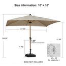PURPLE LEAF Patio Market Umbrella Aluminum Outdoor Table Umbrella with Wood Color