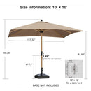 PURPLE LEAF Patio Market Umbrella Aluminum Outdoor Table Umbrella with Wood Color