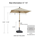 PURPLE LEAF Patio Market Umbrella Aluminum Outdoor Table Umbrella with Wood Color