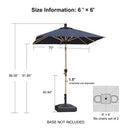 PURPLE LEAF Patio Market Umbrella Aluminum Outdoor Table Umbrella with Wood Color