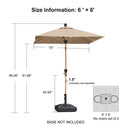 PURPLE LEAF Patio Market Umbrella Aluminum Outdoor Table Umbrella with Wood Color
