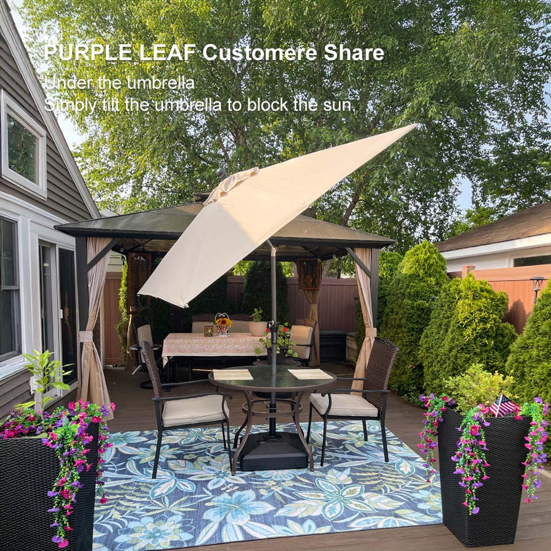 PURPLE LEAF Porch Table Umbrella with Crank and Tilt, Market Patio Umbrella