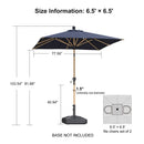PURPLE LEAF Patio Market Umbrella Aluminum Outdoor Table Umbrella with Wood Color