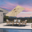 PURPLE LEAF Patio Market Umbrella Aluminum Outdoor Table Umbrella with Wood Color