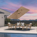 PURPLE LEAF Patio Market Umbrella Aluminum Outdoor Table Umbrella with Wood Color
