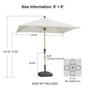 PURPLE LEAF Patio Market Umbrella Aluminum Outdoor Table Umbrella with Wood Color