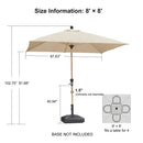 PURPLE LEAF Patio Market Umbrella Aluminum Outdoor Table Umbrella with Wood Color