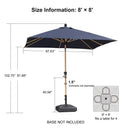 PURPLE LEAF Patio Market Umbrella Aluminum Outdoor Table Umbrella with Wood Color